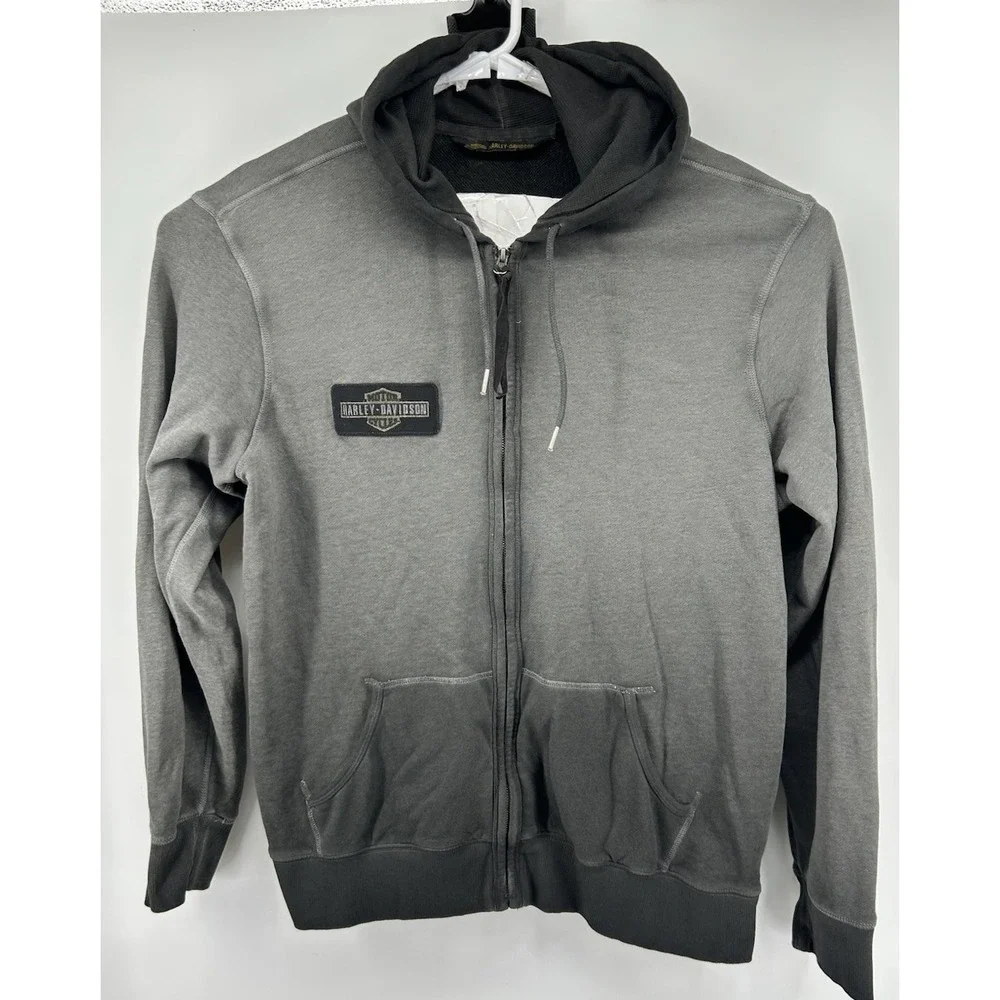 Harley Davidson Motorcycles Full Zip Hooded Sweat Jacket Gray men's 2XL